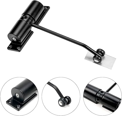 Chiudiporta, Molla Chiudiporta Silenzioso Leggero e Silenzioso per Porte da 30 kg, Chiudiporta Regolabile a Molla con Asta di Regolazione, Piastra di Montaggio e Viti, per l'home Office - Honorern