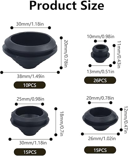 66 guarnizioni per cavi in gomma, flessibili in gomma, impermeabili, per cavi e cavi, 10/20/25/30 mm, per la protezione di cavi, connettori per cavi - Honorern