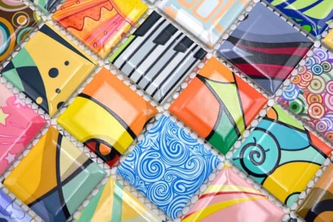 Piastrella in ceramica a mosaico colorato stile retrò piastrelle a mosaico POP UP ART Design rivestimento da parete - Honorern