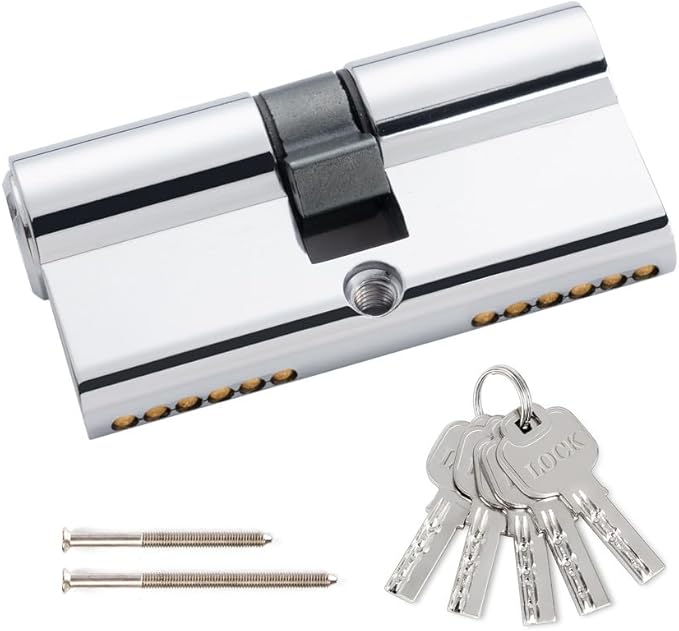 Cilindro a pomello, 40/40, cilindro di chiusura con pomello per porta di casa, porte di casa, serratura di sicurezza, porta di casa, serratura di casa, ca. 8 cm x 1,68 x 3,28 cm, grigio - Honorern