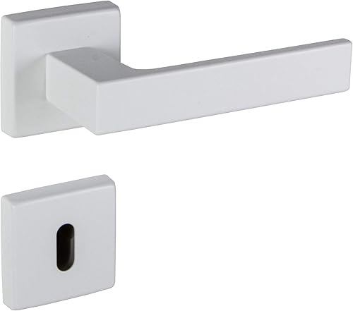 Gedotec maniglia per porta in alluminio ferramenta per porta bianca maniglia per porta della stanza - PUSH 1317 | Set di rosette per porte interne | WC - bagno | Maniglia per porta bianco opaco | 1 - Honorern