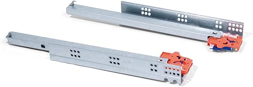 Emuca 3052505 Coppia di Guide Invisibili per Cassetto, Estrazione Totale, Chiusura Soft, con Agganci, Zincato, 490 mm - Honorern