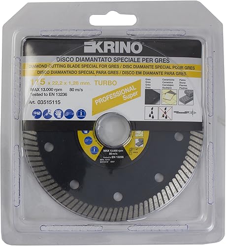 KRINO 3515115 Disco DIAMANTATO Speciale per gres porcellanato, Ceramica e Piastrelle in Genere, Acciaio - Honorern