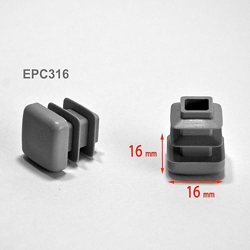 Ajile Tappi Inserti a Lamelle di Protezione per Piedi Tubulari Quadrati di Mobili Sedie Scrivania in Plastica PE GRIGIO per Tubo 16x16 mm - 24 Pezzi - EPC316x24-FBA - Honorern