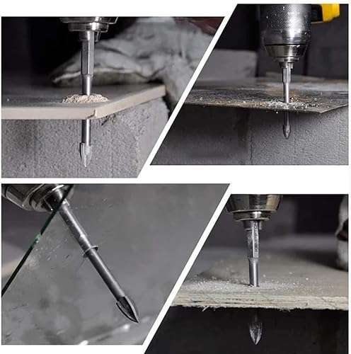 5 Pezzi Punte Trapano Carburo di Tungsteno, Punta Vetro Trapano, Punte da Trapano a Triangolo per Vetro Legno Mattoni Cemento Piastrelle Plastica(3/4/5/6/8mm) - Honorern