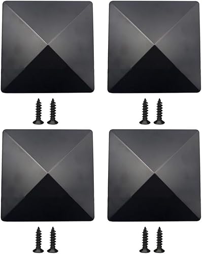Tappi per pali da recinzione, colore nero, 10 x 10 cm, in plastica, per proteggere la recinzione in legno da esterni (4 pezzi) - Honorern