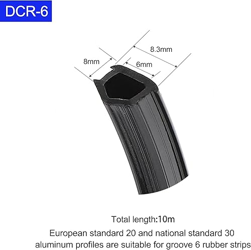 6 mm 2020 Profilo in Alluminio Strisce di Tenuta, Morbida Striscia di Guarnizione in PVC, Strisce di Tenuta Antipolvere, Per i Bordatura dei Profilo in Alluminio (Nero, 10 m) - Honorern