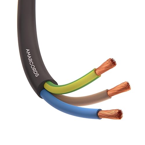Amarcords - Cavo elettrico tripolare sezione 3x2,5mm colore NERO. Cavo di alimentazione tondo tipo H05VV-F, 30 metri - Honorern