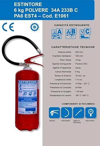 * 2 * ESTINTORI A POLVERE KG 6, COMPLETI DI STAFFA + CARTELLO + PRIMO TAGLIANDO DI CONTROLLO + REGISTRO ANTINCENDIO OBBLIGATORIO OMAGGIO - Honorern