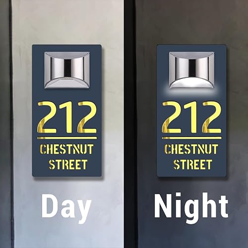 Targhette con numeri civici personalizzati, con luce solare, in acrilico, con numeri e indirizzi, per esterni e targa (quadrata) - Honorern