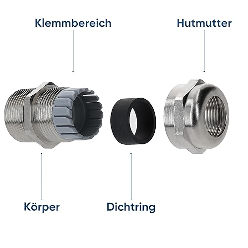 M25 - Set di 5 pressacavo in ottone 8,0 – 16,0 mm, controdado M25, in ottone, con passacavo a gas e impermeabile, M25 lungo - Honorern