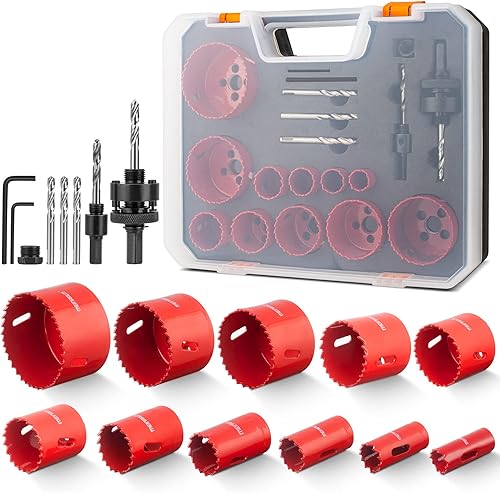 Sega a Tazza Bi-metallica, Meinraum 19 PCS Frese a Tazza per Metallo con 11 Lame da 19-68mm, Seghe a Tazza per Alluminio, Legno, Pannelli in PVC, Pannelli in Plastica e Metallo - Honorern