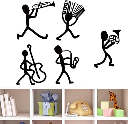 Adesivo da Parete a Tema Musicale per Soggiorno, con Strisce Nere per un'atmosfera Moderna e Minimal, Ideale Anche per Camera da Letto, Decorazione murale autentica e di Design in 5 Pezzi - Honorern