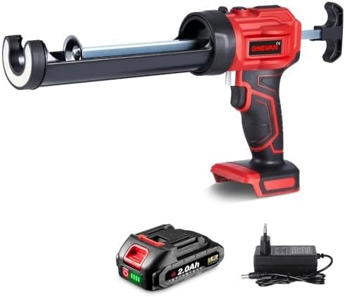 Pressa per cartucce senza fili con batteria da 2000 mAh, pistola elettrica per cartucce, siringa in silicone, LED, regolazione a 4 velocità, adatta per cartucce da 300 ML, spinta massima 300 KG - Honorern