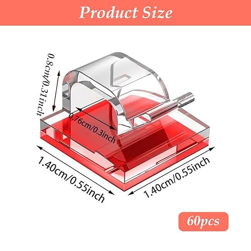 Fermacavi Adesivi, Clip per Cavi, Trasparente Plastica Fermacavo adesivo, Organizer Cavi, Gestione del Cavo Autoadesivi, Accessori Scrivania, per Mouse, TV, PC, Laptop, Casa e Ufficio, 60pcs - Honorern