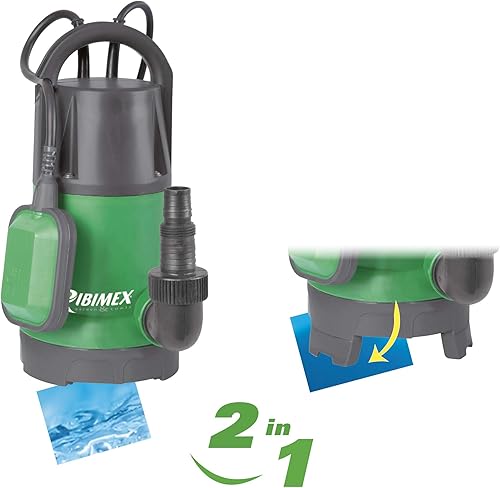 Ribimex Pompa Sommersa per Acque Chiare e Scure, Potenza 750 W, Portata 13.000 L/h, Profondità Max 7 m, Prevalenza 8 m, Aspirazione fino a 5 mm (Acque Chiare) e 30 mm (Acque Scure) - PRPVC755CC - Honorern