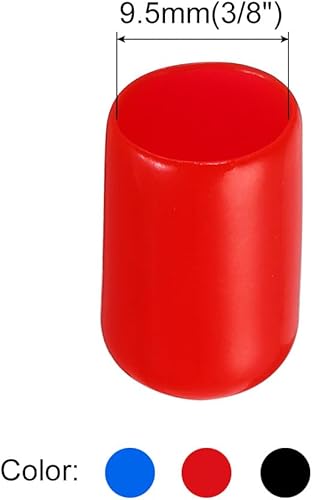 90pz Tappi Terminali in Gomma 6.5mm(1/4') Id Copertura Tappo Bullone per Tubi Rotondi in Vinile Pvc, Protettori a Vite, Nero Rosso Blu - Honorern