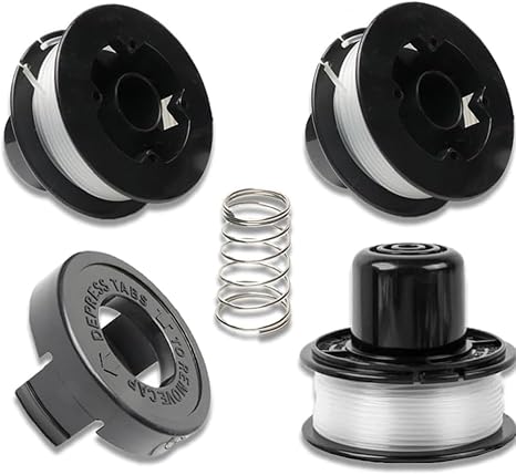 3 Bobine + 1 Cappuccio di Copertura + 1 Molla per tagliabordi,sostituibile con Bobina di Ricambio,Compatibili con Black+Dec AF-100 ST5530-GB GLC3630L20-GB STC1820PC-GB BESTA530-GB BESTA525-GB - Honorern