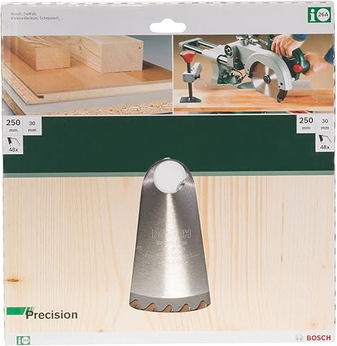 Bosch 1x Lama per Sega Circolare Precison (per Legno, Ø 250 x 3.2/2.2 x 30 mm, 48 Denti, ATB, Accessori Seghe Circolari) - Honorern