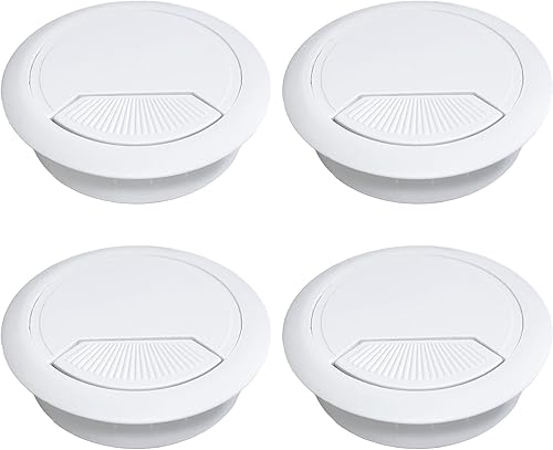 4 Pezzi Passacavi da Scrivania, Foratura per Uscita Cavo Ø 60 Mm, Passacavo Bianco per Scrivania e Postazioni di Lavoro - Honorern