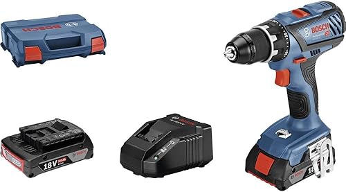 Bosch Professional Trapano-avvitatore a batteria GSR 18V-28, 18V System (coppia di serraggio max. (materiale morbido/duro): 28/63 Nm, incl. 2 batterie da 2,0 Ah, caricabatteria GAL 18V-20, L-Case) - Honorern