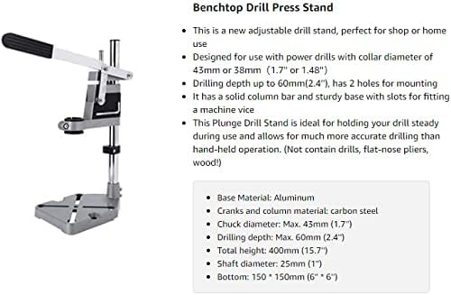 Supporto per Trapano da banco - Supporto per Trapano da banco Universale per Supporto per Trapano da banco Elettrico da 43 mm 38 mm con Base in Alluminio - Honorern