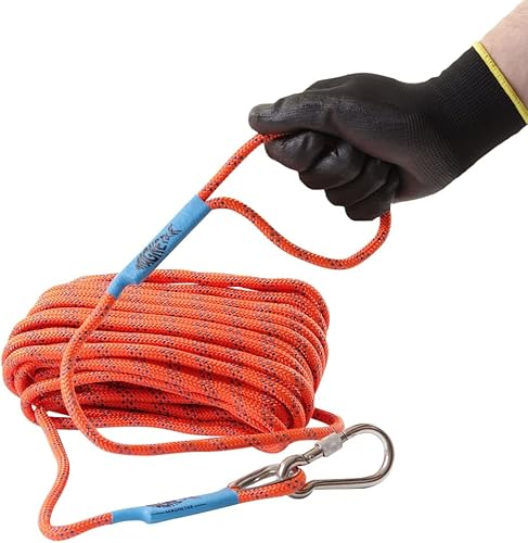 Corda da 20 metri – Con moschettone e nodo rapido – Corda da arrampicata forte per pesca magnetica - Honorern