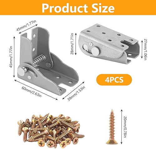 4 Pezzi Gambe per Tavoli Pieghevoli Cerniere per Legno Gambe Pieghevoli per Tavolo con 44 Viti Gambe Tavolo Pieghevoli per Tavoli e Letti in Legno - Honorern