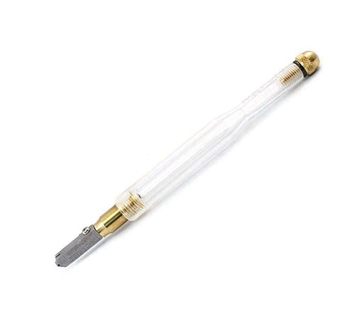 Taglierino per vetro lubrificato, angolo di taglio 138°, testa sottile, manico in plastica trasparente, TC 1P - Honorern