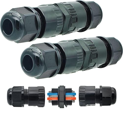 Connettore Stagno da Esterno, CTRICALVER 2 Poli Giunto Elettrico Impermeabile, Connettori Elettrici IP66 per Diametro del Cavo Ø5-10mm, Scatola Connettori Impermeabile (2 Pacchi) - Honorern