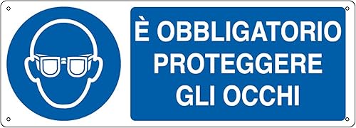 CARTELLO ALLUMINIO 35x12,5cm 'E' obligatorio proteggere gli occhi' CARTELLI SEGNALATORI - Honorern