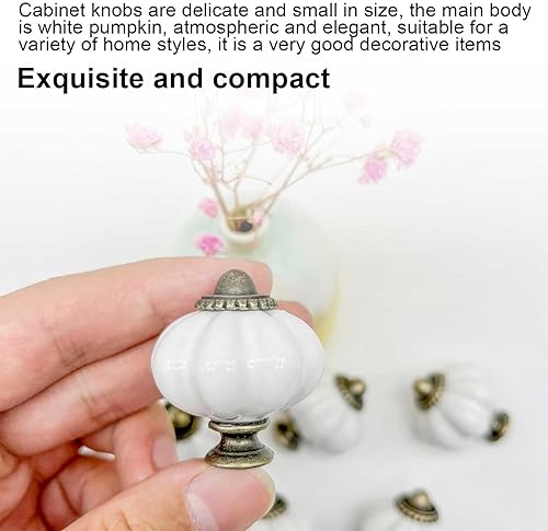 HJIAMA Pomelli Cucina, 10 Pezzi, Maniglie per Mobili, Maniglie Armadio, Design a Forma di Zucca, Bianco, per Cassetti, Armadi, Cassettiere - Honorern