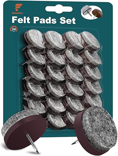 24 Pezzi Feltrini per Sedie Mobili - Ø 22mm Piedini in Feltro per Sedie Mobili - con Semplice Installazione a Vite - Honorern