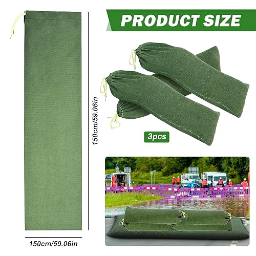 Sacchi di sabbia lunghi in tela, 3 pezzi da 150 cm, lunghi sacchi di sabbia con elastico, per finestre delle porte, controllo delle inondazioni - Honorern