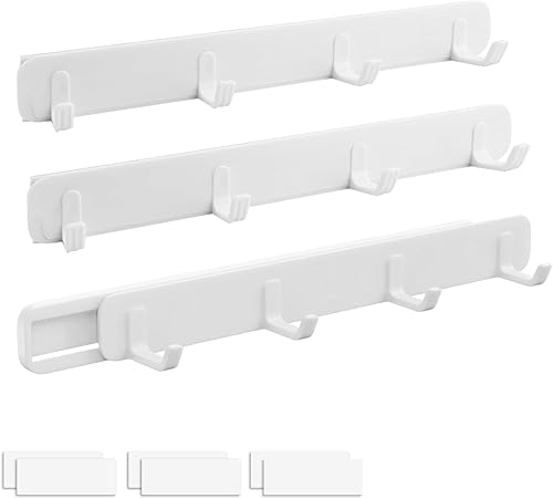 Appendi Strofinacci Cucina,MYLERCT 3 Pezzi Gancio Adesivo,Appendiabiti dal Design Retrattile, Bianco Ganci Adesivi Bagno, Adatto per Cucina, Bagno, Porta - Honorern