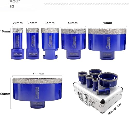 SHDIATOOL Punte diamantate per carotaggio 20/25/35/50mm e punte da dito da 20 mm e disco diamantato da 115 mm Brasato sottovuoto per gres porcellanato Granito Marmo - Honorern