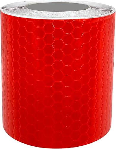 Nastro riflettente adesivo ad alta intensità, nastro riflettente di sicurezza, nastro adesivo riflettente, nastro adesivo riflettente, colore rosso, 3 metri di lunghezza x 5 cm di larghezza - Honorern
