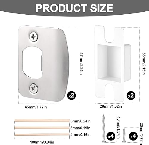 1 Set Piastra di Riscontro Della Porta, Standard Piastra di Chiusura Della Porta Resistente Sicurezza Hardware per Casa Ufficio Negozio Esterno Interno Riparazione Porta Fissa (Nero) - Honorern