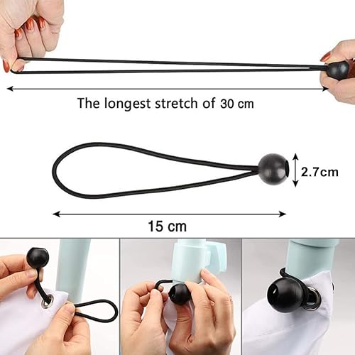 25 pezzi Corde Elastici con Sfera Teloni Elastich Corda Occhiellati Sfera Elastico Telone per Tenditori Gomma Bungee Ball Fissaggio per Tende, Tendoni, Campeggio, Banner, Cavi - Nero - Honorern