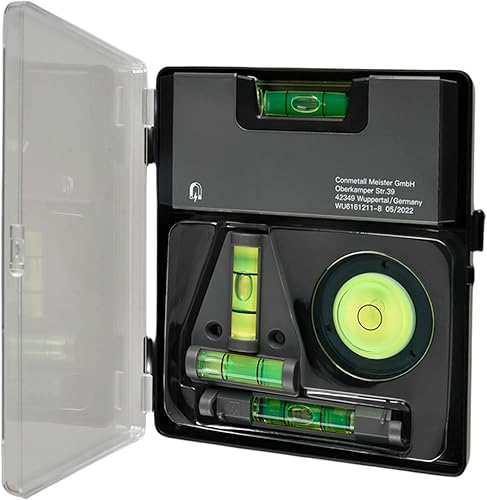 Set di 4 livelle a bolla con 4 diverse piccole livelle a bolla per elettricisti, strumento quadrato magnetico, livella a bolla rotonda, livella a bolla di tipo T, filo - Honorern