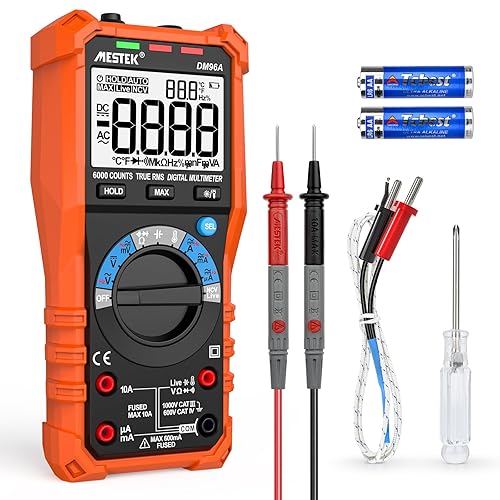 Multimetro Digitale MESTEK AC/DC Tensione Corrente 6000 Conta Autoranging TRMS per Amp Volt Ohm Hz Resistenza Continuità Diodi Frequenza Capacità Temperatura NCV Portatile Elettricista Tester - Honorern