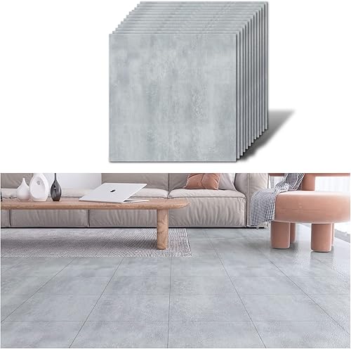 Piastrelle Adesive Pavimento Effetto Cemento Vintage Pavimenti PVC Adesivi Grigio Mattonelle Adesive Cucina Adesivi per Piastrelle Bagno Impermeabile Pavimento Garage 1.5mm 30cm×30cm 12 Pezzi - Honorern