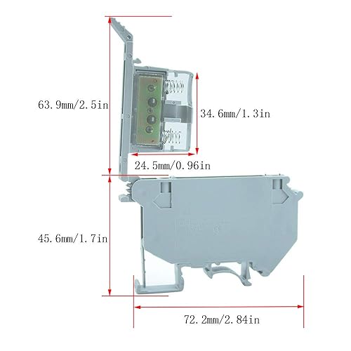 Portafusibile Barra Din, Her Kindness 2 Pezzi Morsetto Porta Fusibili Din, Supporto Porta Fusibili Fotovoltaico, Montaggio su Binario di Sicurezza Fine, Morsetti Base 24 V DC, con 12 Fusibili - Honorern