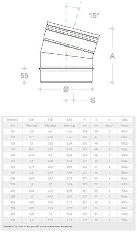 Gomito curva acciaio inox 200mm 5 decimi AISI 304 (90 gradi) - Honorern