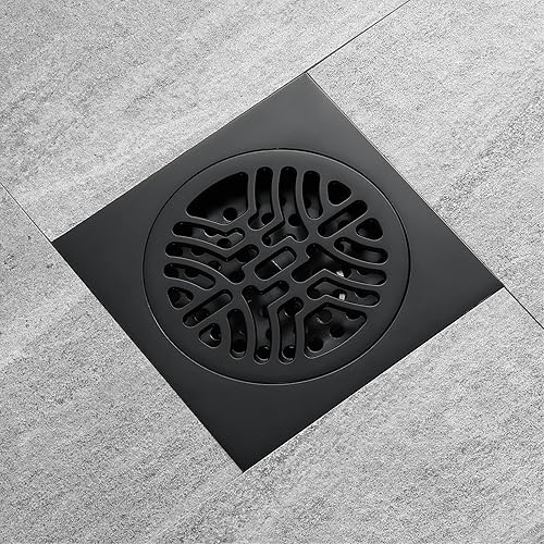 Scarico a Pavimento Ottone Piletta Doccia 100 x 100 mm Scarico Pavimento Quadrato Deodorante Piletta Doccia a Pavimento,Green Bronze - Honorern