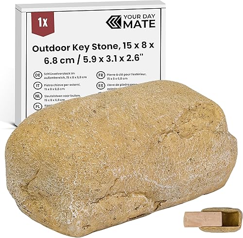 Nascondiglio per chiavi da esterno, scomparto extra large 110 x 48 x 45 mm, nascondiglio segreto per chiavi di riserva, geocaching, decorazione da giardino in finta pietra, deposito per chiavi - Honorern