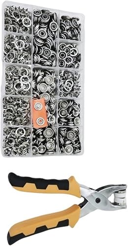 Set completo di 200 chiusure in metallo da 11 mm con pinza per accessori di abbigliamento e riparazioni chiusure - Honorern