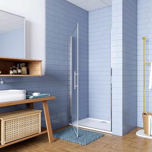 80x195cm Porta Doccia per Nicchia Apertura Battente in Vetro Temperato Satinato Opaco 6 mm Anticalcare Telaio Cromo Lucido (montaggio verso irreversibile) - Honorern