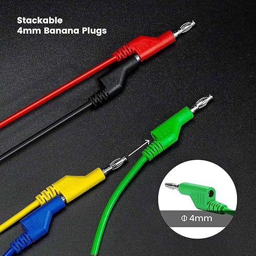 Hopbucan 5 pezzi di gancio di prova filo impilabile banane spina a mini multimetro set di cavi flessibili 500 V / 5 V 39 - Honorern