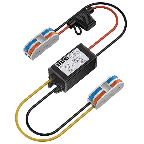 Trasformatore 24 12 Volt, Convertitore 24V a 12V 5A 60W Converter di Aimentazione Con Fusibile Impermeabile e Connettori Elettrici a Cablaggio Rapido, Regolatore di Tensione(Accetta ingressi DC15-40V) - Honorern